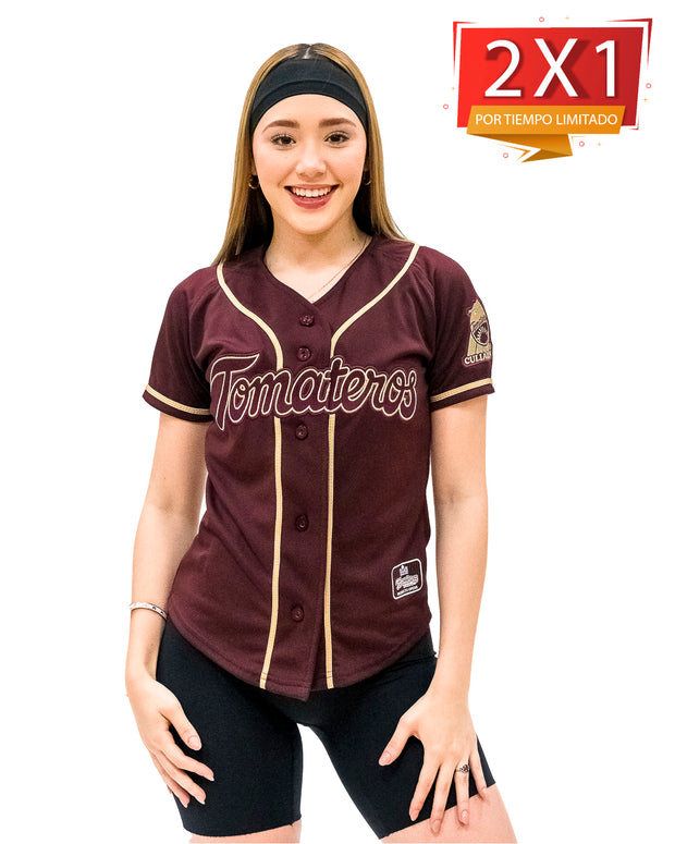 Casaca Oficial Tomateros de Culiacán Guinda Dorado 23 Dama